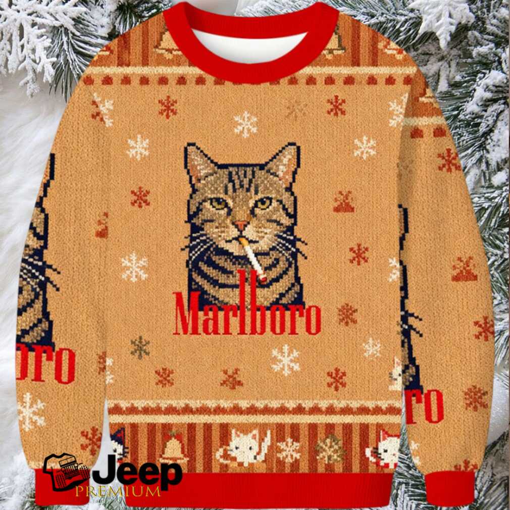 Ugly Christmas Cat Sweater Funny Smoking Cat Christmas Sweater, Hilarious  Orange Meme Christmas Sweater