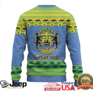 Gabon Christmas Ugly Christmas Sweater Coat Of Arms Joyeux Noel Gabon Christmas Ugly Christmas Sweater Coat Of Arms Joyeux Noel