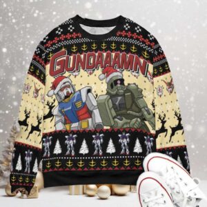 Gundaaamn Funny The Friday Movie Damn Mashup Gundam Ugly Christmas Sweatshirt
