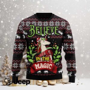 Unicorn Believe In The Magic Ugly Christmas Sweater Unicorn Believe In The Magic Ugly Christmas Sweater