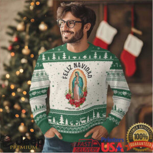 Virgin Mary Feliz Navidad Ugly Christmas Sweater Our Lady Virgen De Guadalupe Virgin Mary Feliz Navidad Ugly Christmas Sweater Our Lady Virgen De Guadalupe