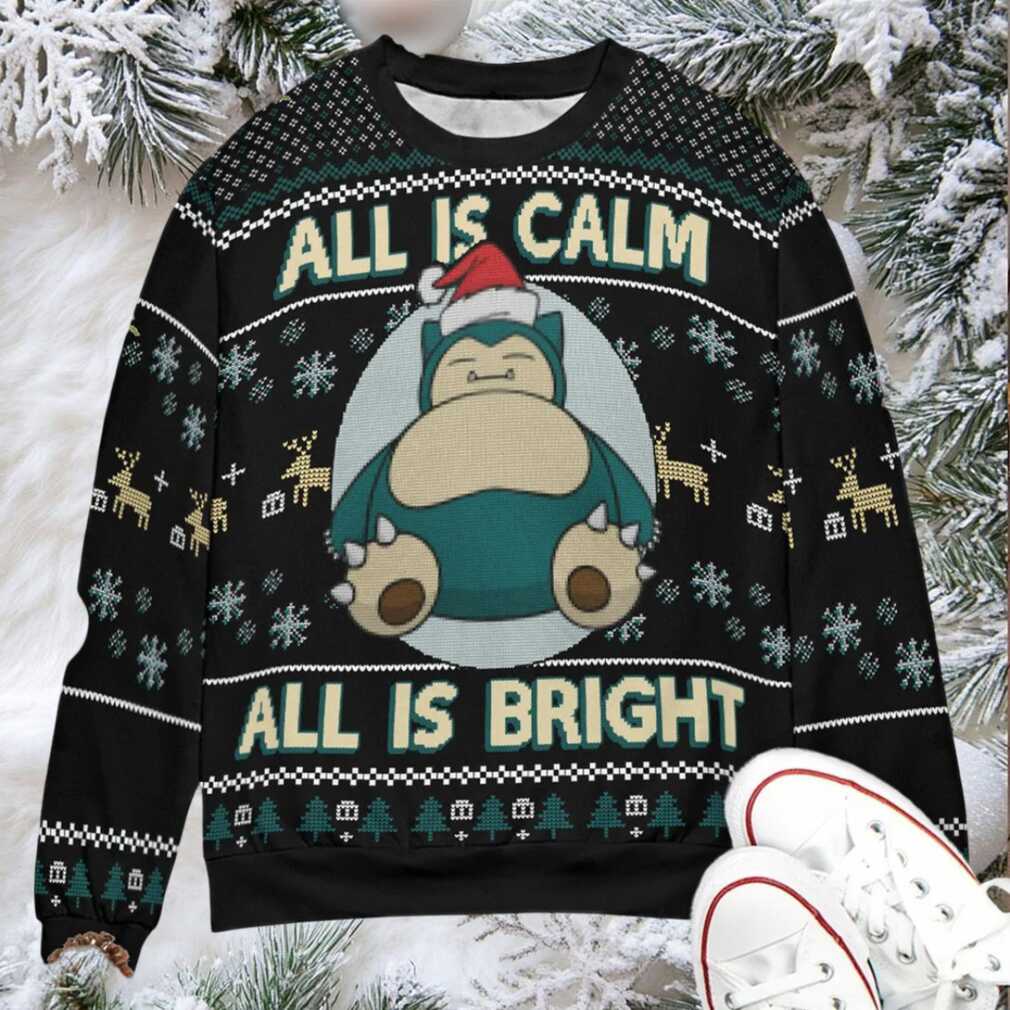 All is calm All is Bright Snorlax Pokemon Ugly Christmas Sweatshirt All is calm All is Bright Snorlax Pokemon Ugly Christmas Sweatshirt