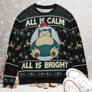 All is calm All is Bright Snorlax Pokemon Ugly Christmas Sweatshirt