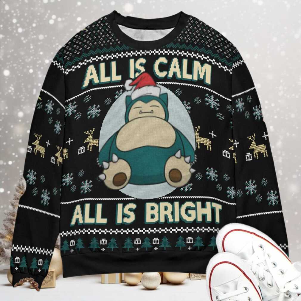 All is calm All is Bright Snorlax Pokemon Ugly Christmas Sweatshirt All is calm All is Bright Snorlax Pokemon Ugly Christmas Sweatshirt
