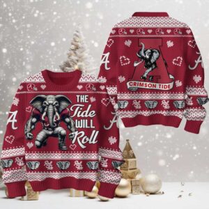 Alabama Crimson Tide The Tide Will Roll Ugly Christmas Sweater Alabama Crimson Tide The Tide Will Roll Ugly Christmas Sweater
