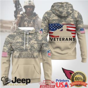 Arizona Cardinals Official NFL Thank You For Your Service 3D Hoodie