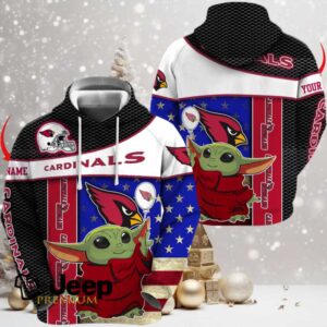 Arizona Cardinals x Baby Yoda Holding Baloon Football Hoodie 3D Custom Name Arizona Cardinals x Baby Yoda Holding Baloon Football Hoodie 3D Custom Name