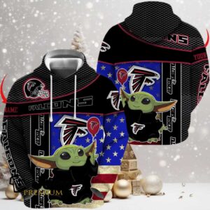 Atlanta Falcons x Baby Yoda Holding Baloon Football Hoodie 3D Custom Name Atlanta Falcons x Baby Yoda Holding Baloon Football Hoodie 3D Custom Name