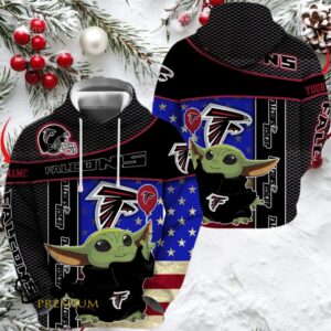 Atlanta Falcons x Baby Yoda Holding Baloon Football Hoodie 3D Custom Name