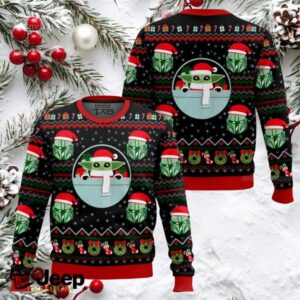 Baby Yoda And Mandalorian Star Wars Ugly Christmas Sweater Baby Yoda And Mandalorian Star Wars Ugly Christmas Sweater