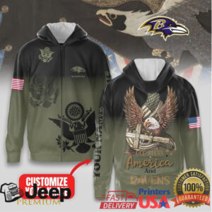 Baltimore Ravens Official NFL God Bless America Zip Hoodie Baltimore Ravens Official NFL God Bless America Zip Hoodie