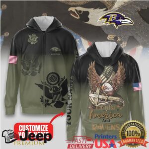 Baltimore Ravens Official NFL God Bless America Zip Hoodie