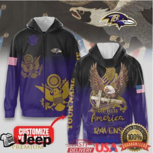 Baltimore Ravens Official NFL God Bless America Zip Hoodie