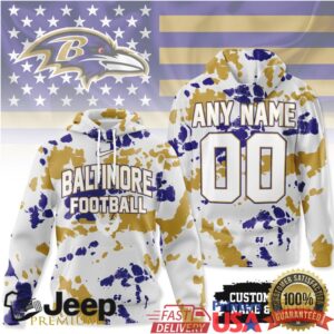 Baltimore Ravens Official NFL Gridiron Splash Personalized Hoodie