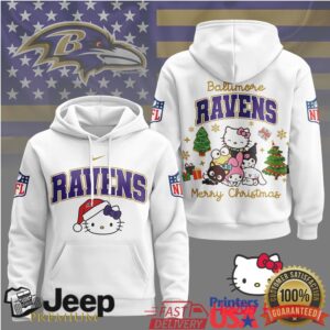 Baltimore Ravens Official NFL Hello Kitty Christmas 3D Hoodie Baltimore Ravens Official NFL Hello Kitty Christmas 3D Hoodie