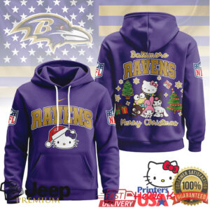 Baltimore Ravens Official NFL Hello Kitty Christmas 3D Hoodie