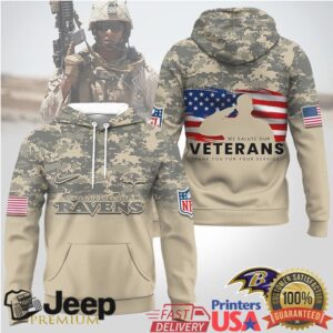 Baltimore Ravens Official NFL Thank You For Your Service 3D Hoodie