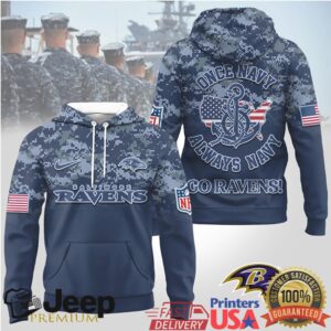 Baltimore Ravens Official NFL US Navy 3D Hoodie