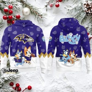 Baltimore Ravens x Bluey Night Hoodie Football Hoodie 3D