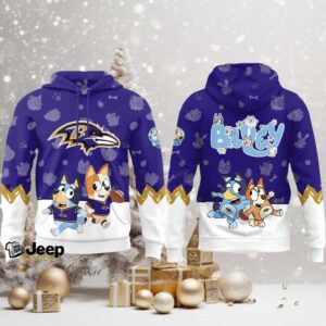 Baltimore Ravens x Bluey Night Hoodie Football Hoodie 3D