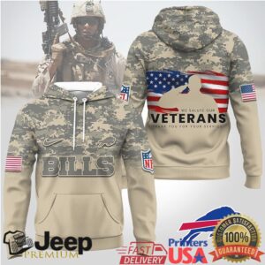 Buffalo Bills Official NFL Thank You For Your Service 3D Hoodie