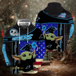 Carolina Panthers x Baby Yoda Holding Baloon Football Hoodie 3D Custom Name