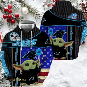 Carolina Panthers x Baby Yoda Holding Baloon Football Hoodie 3D Custom Name