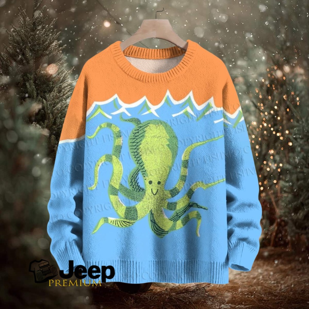 Cartoon Octopus Printed Crew Neck Sweater Cartoon Octopus Printed Crew Neck Sweater