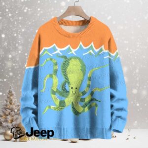 Cartoon Octopus Printed Crew Neck Sweater