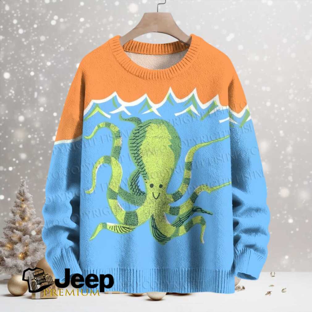 Cartoon Octopus Printed Crew Neck Sweater Cartoon Octopus Printed Crew Neck Sweater