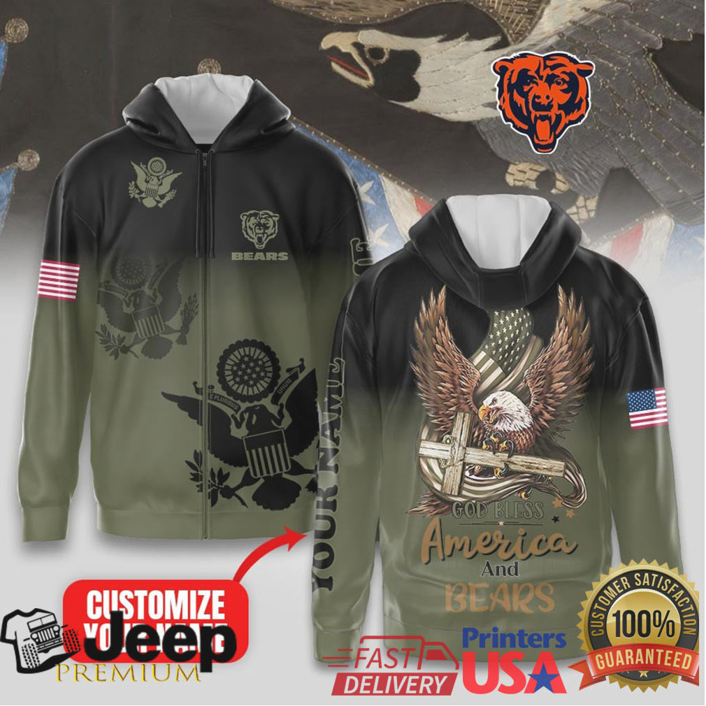 Chicago Bears Official NFL God Bless America Zip Hoodie Chicago Bears Official NFL God Bless America Zip Hoodie