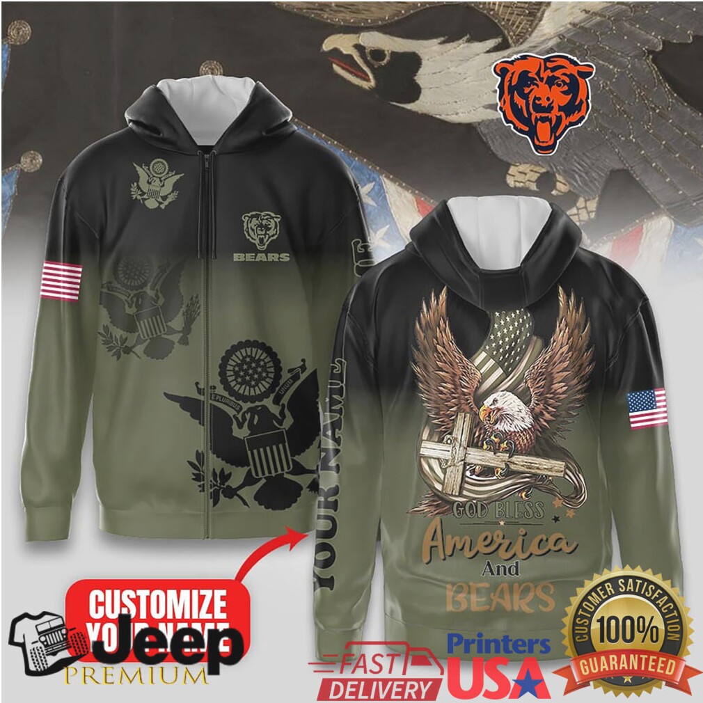 Chicago Bears Official NFL God Bless America Zip Hoodie Chicago Bears Official NFL God Bless America Zip Hoodie