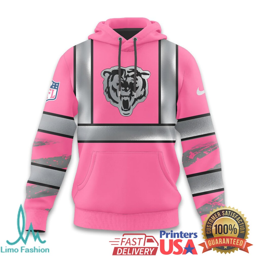 Chicago Bears Official NFL Pink High Visibility Hoodie Chicago Bears Official NFL Pink High Visibility Hoodie