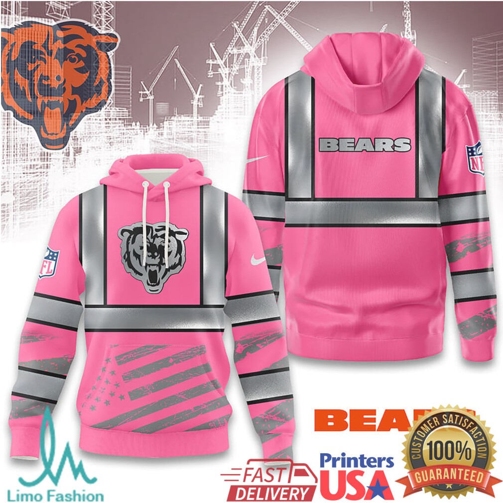 Chicago Bears Official NFL Pink High Visibility Hoodie Chicago Bears Official NFL Pink High Visibility Hoodie