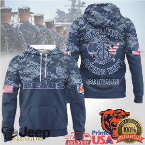 Chicago Bears Official NFL US Navy 3D Hoodie