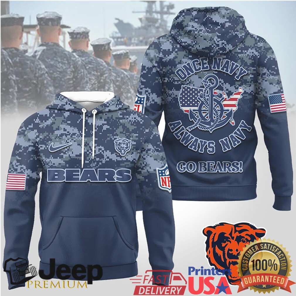Chicago Bears Official NFL US Navy 3D Hoodie Chicago Bears Official NFL US Navy 3D Hoodie