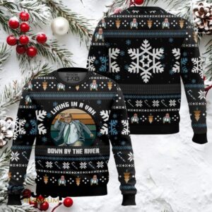 Chris Farley Livin’ In A Van Down By The River Saturday Night Live Ugly Christmas Sweater