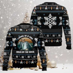 Chris Farley Livin’ In A Van Down By The River Saturday Night Live Ugly Christmas Sweater