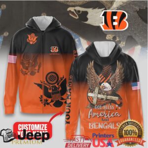 Cincinnati Bengals Official NFL God Bless America Zip Hoodie