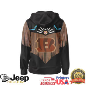 Cincinnati Bengals Official NFL Native American Pattern 3D Zip Hoodie
