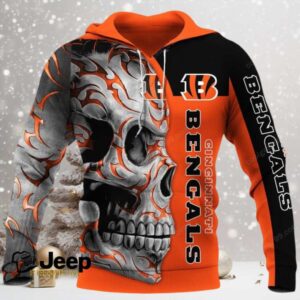 Cincinnati Bengals Skull Fury NFL Hoodie