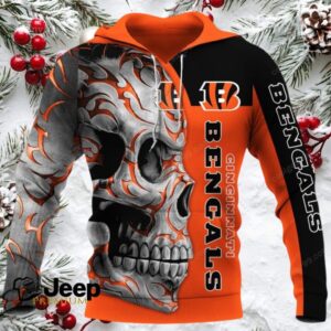 Cincinnati Bengals Skull Fury NFL Hoodie