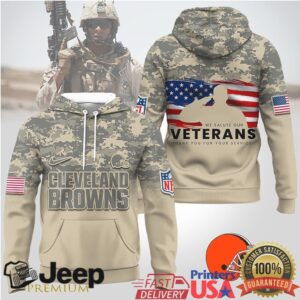 Cleveland Browns Official NFL Thank You For Your Service 3D Hoodie