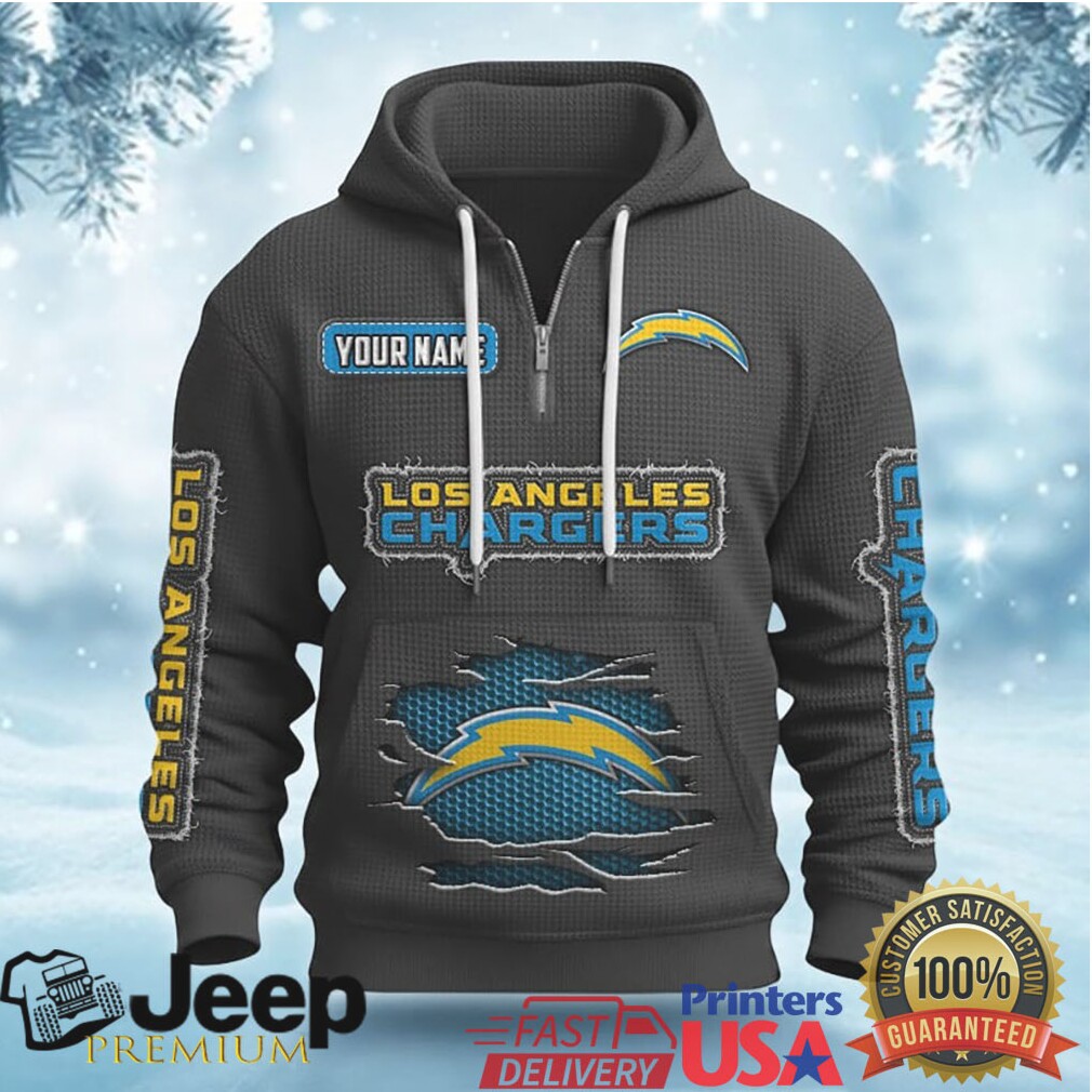 Customizable Los Angeles Chargers Ripped Design Hoodie Customizable Los Angeles Chargers Ripped Design Hoodie