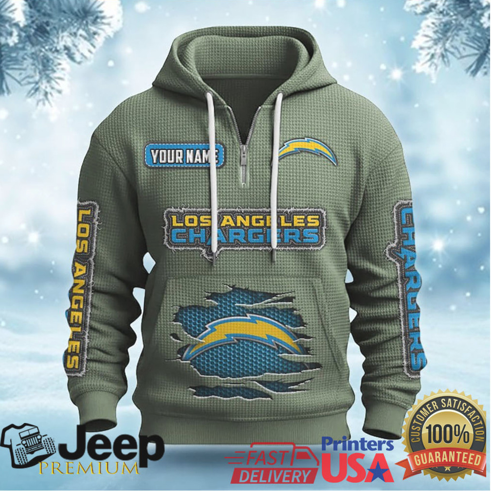 Customizable Los Angeles Chargers Ripped Design Hoodie Customizable Los Angeles Chargers Ripped Design Hoodie