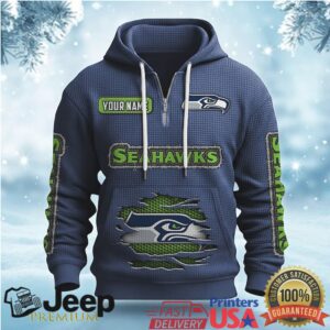 Customizable Seattle Seahawks Distressed Full Zip Hoodie