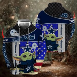 Dallas Cowboys x Baby Yoda Holding Baloon Football Hoodie 3D Custom Name