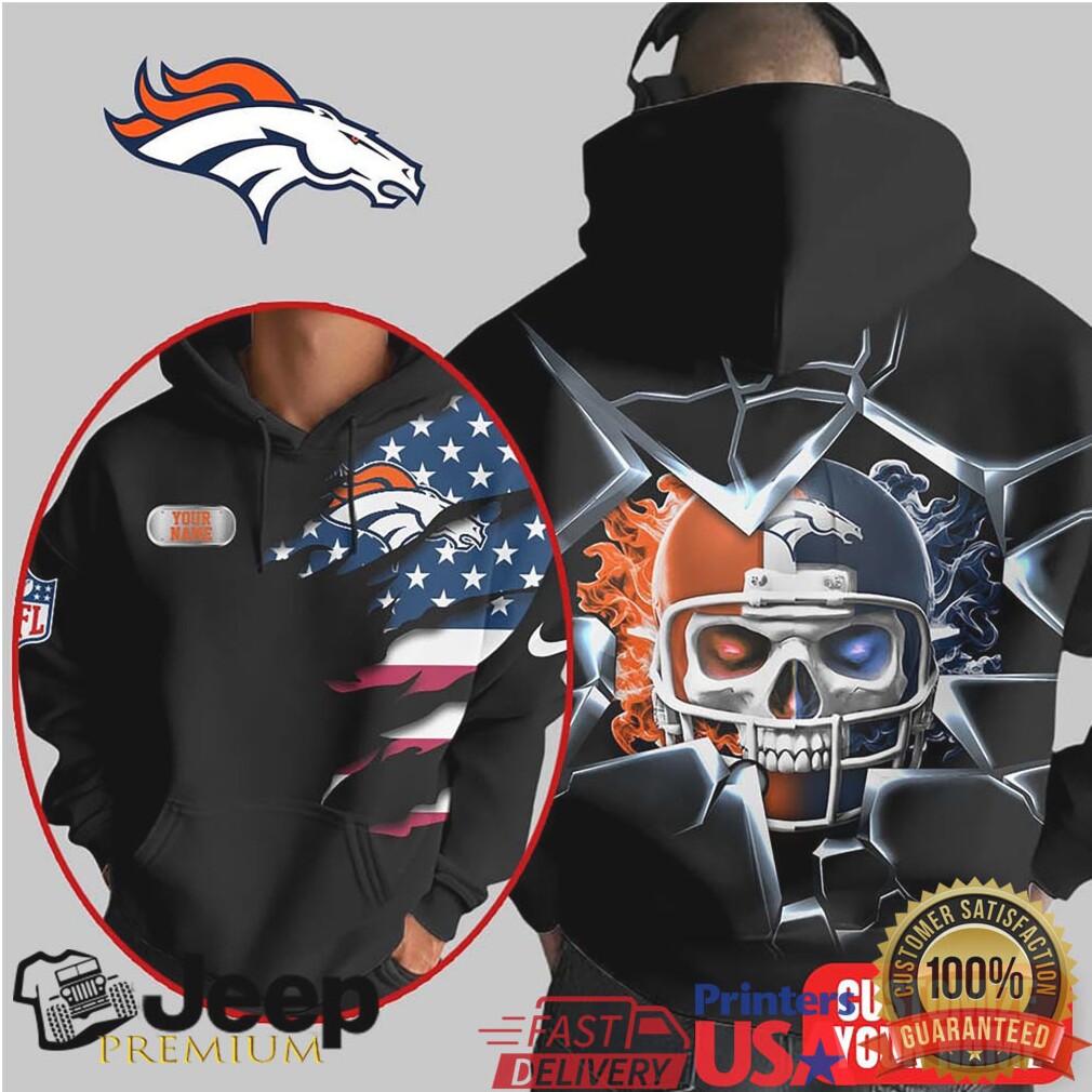 Denver Broncos Official NFL Customizable Skull Hoodie Denver Broncos Official NFL Customizable Skull Hoodie