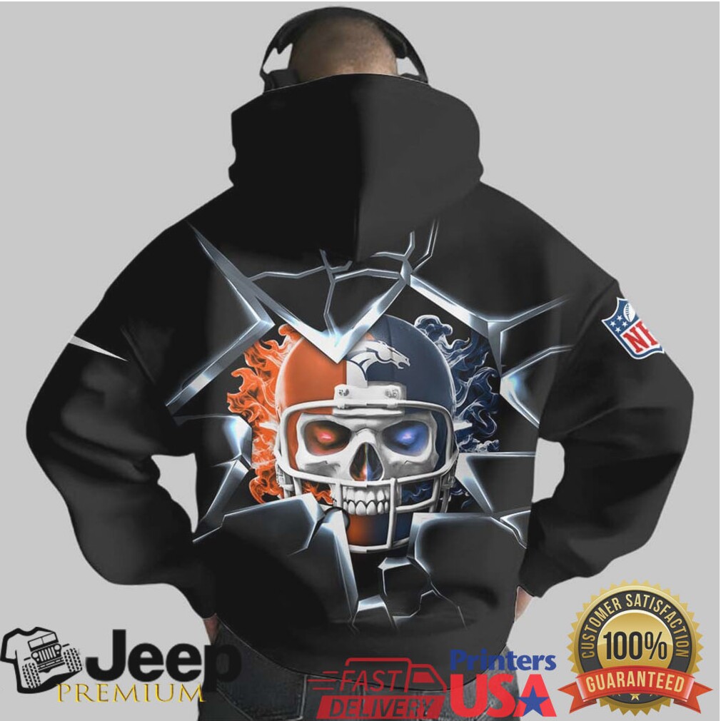 Denver Broncos Official NFL Customizable Skull Hoodie Denver Broncos Official NFL Customizable Skull Hoodie