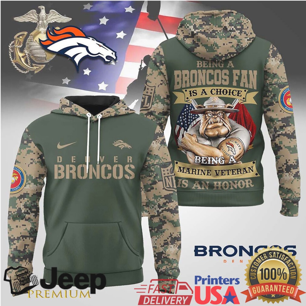Denver Broncos Official NFL Marine Veteran Hoodie Denver Broncos Official NFL Marine Veteran Hoodie
